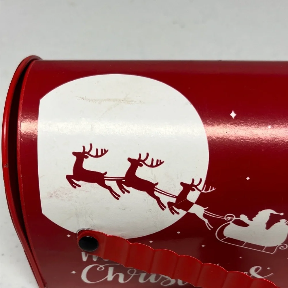 Red Christmas Mailbox with Santa Design